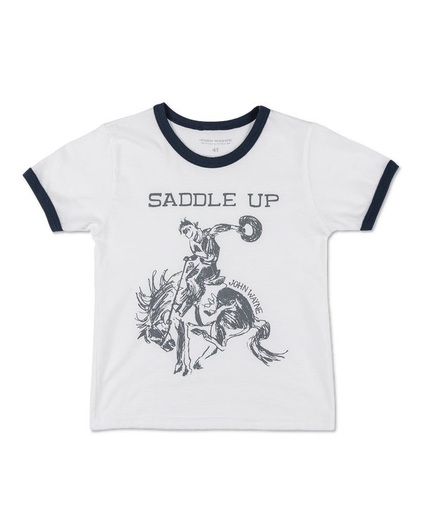 Saddle Up Rodeo Kids Ringer Tee - White