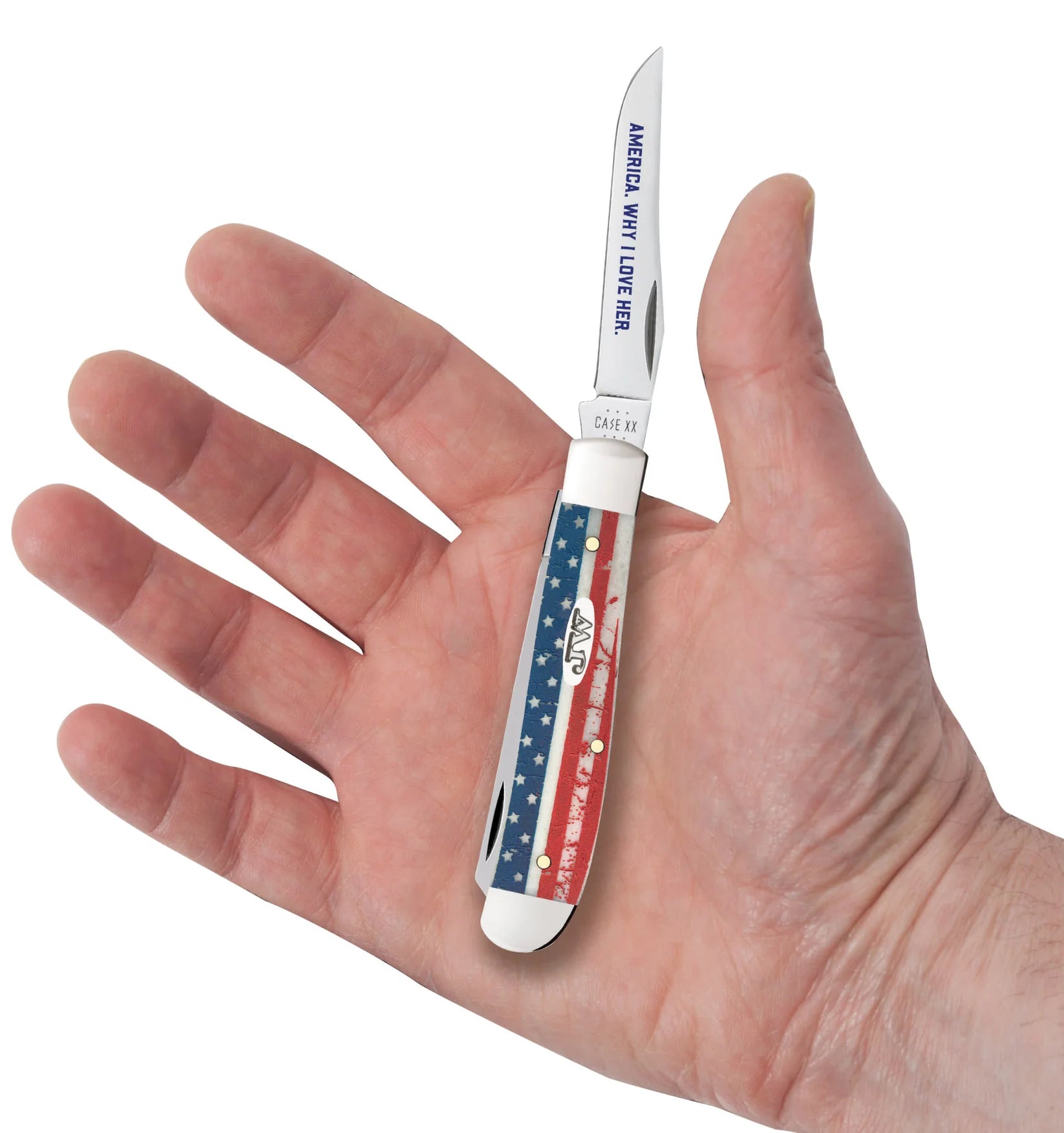 John Wayne x Case Knives US Flag Natural Bone Mini Trapper