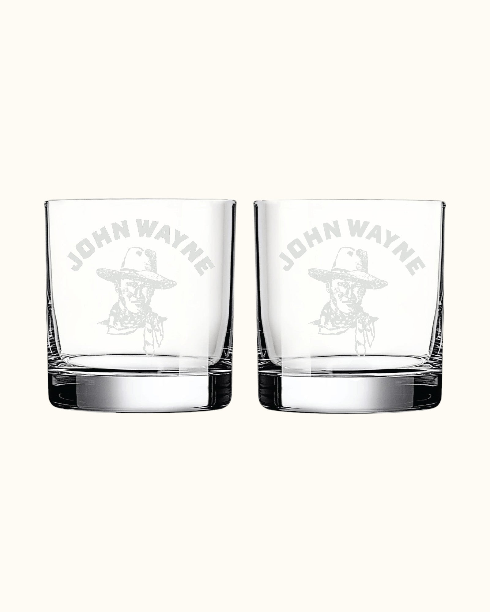 John Wayne Sketch Whiskey Glass Set John Wayne Stock & Supply