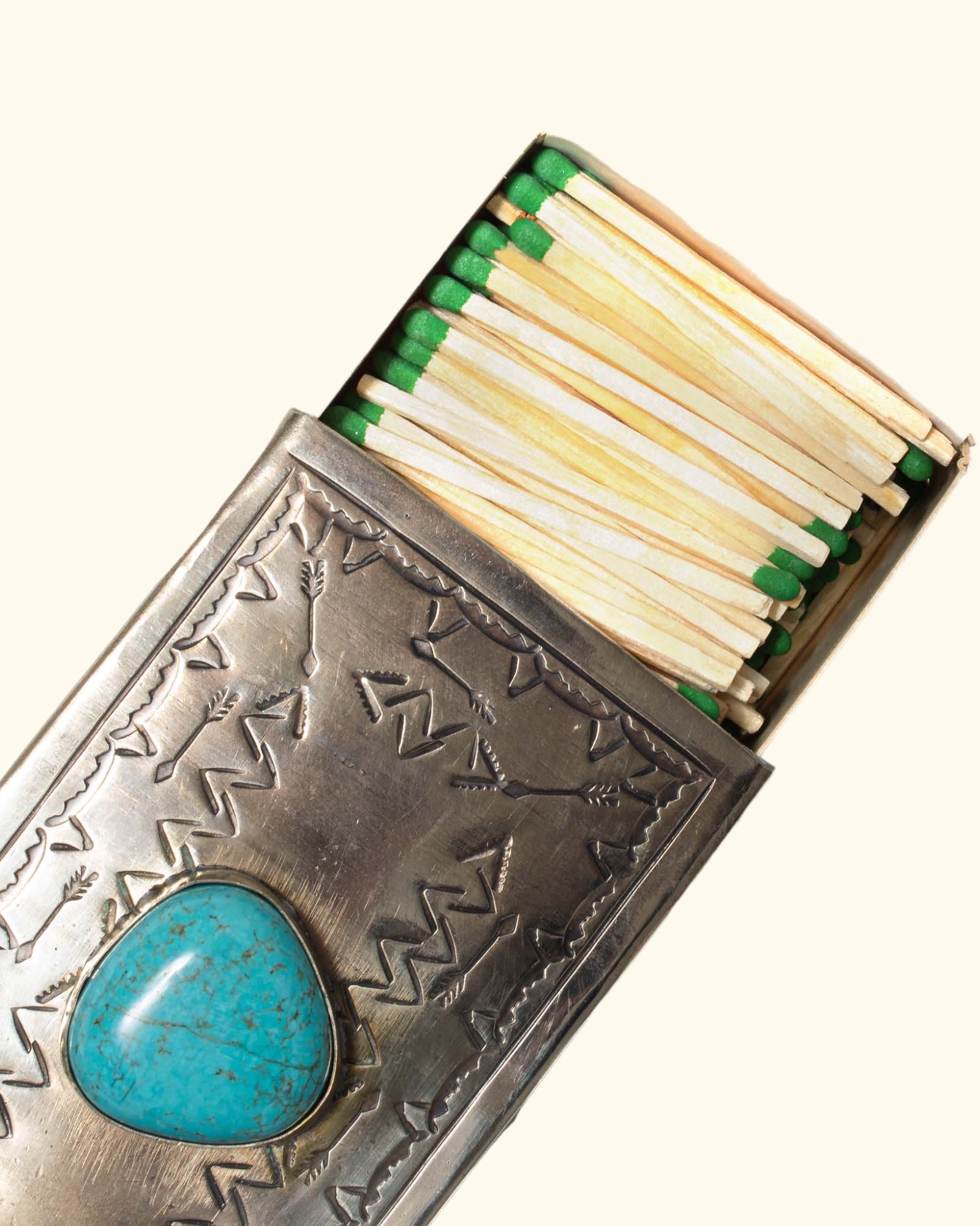 John Wayne Silver and Turquoise Matchbox - Large