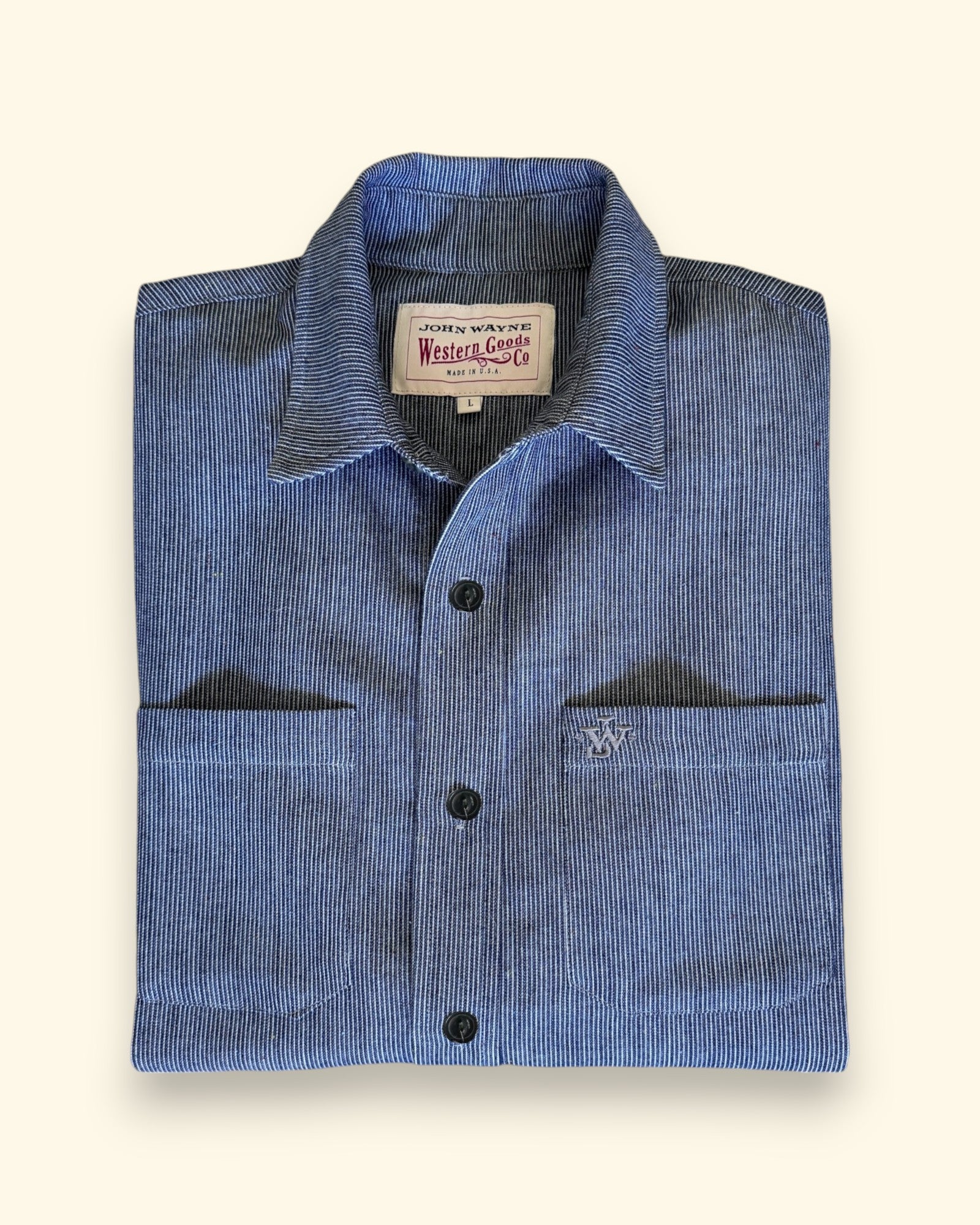 The Ethan Men's Western Shirt in Train Robbers Indigo Stripe