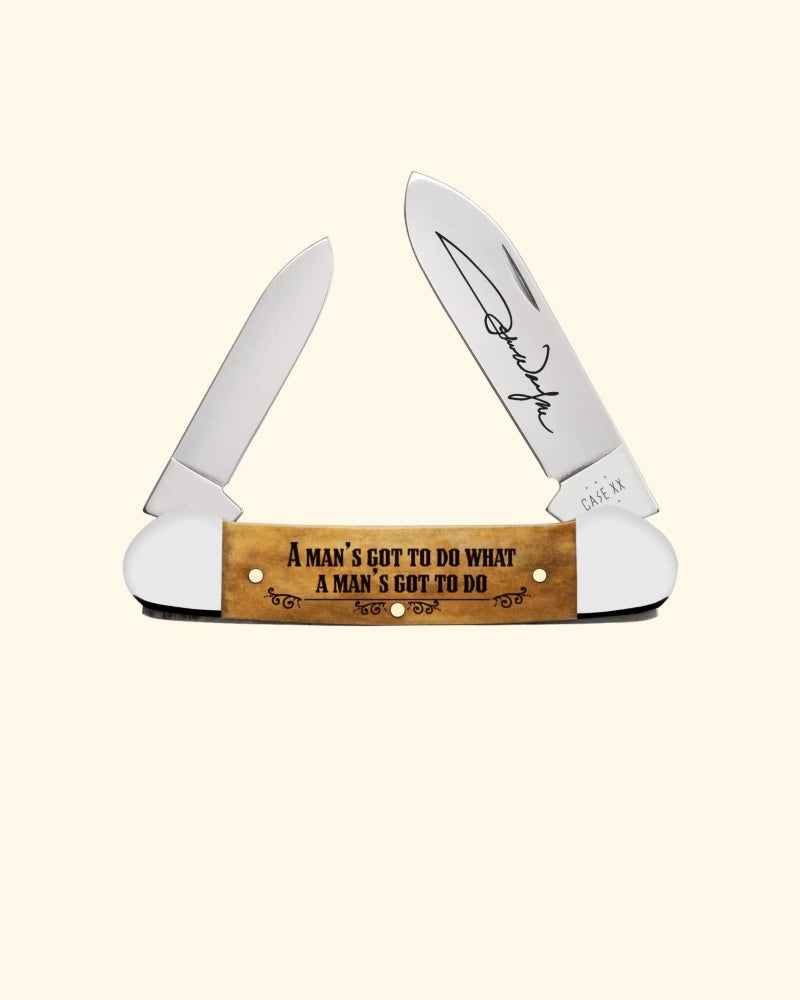 John Wayne x Case Knives Embellished Smooth Antique Bone Canoe Knife
