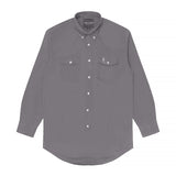 charcoal button up long sleeve with john wayne silhouette on left chest pocket