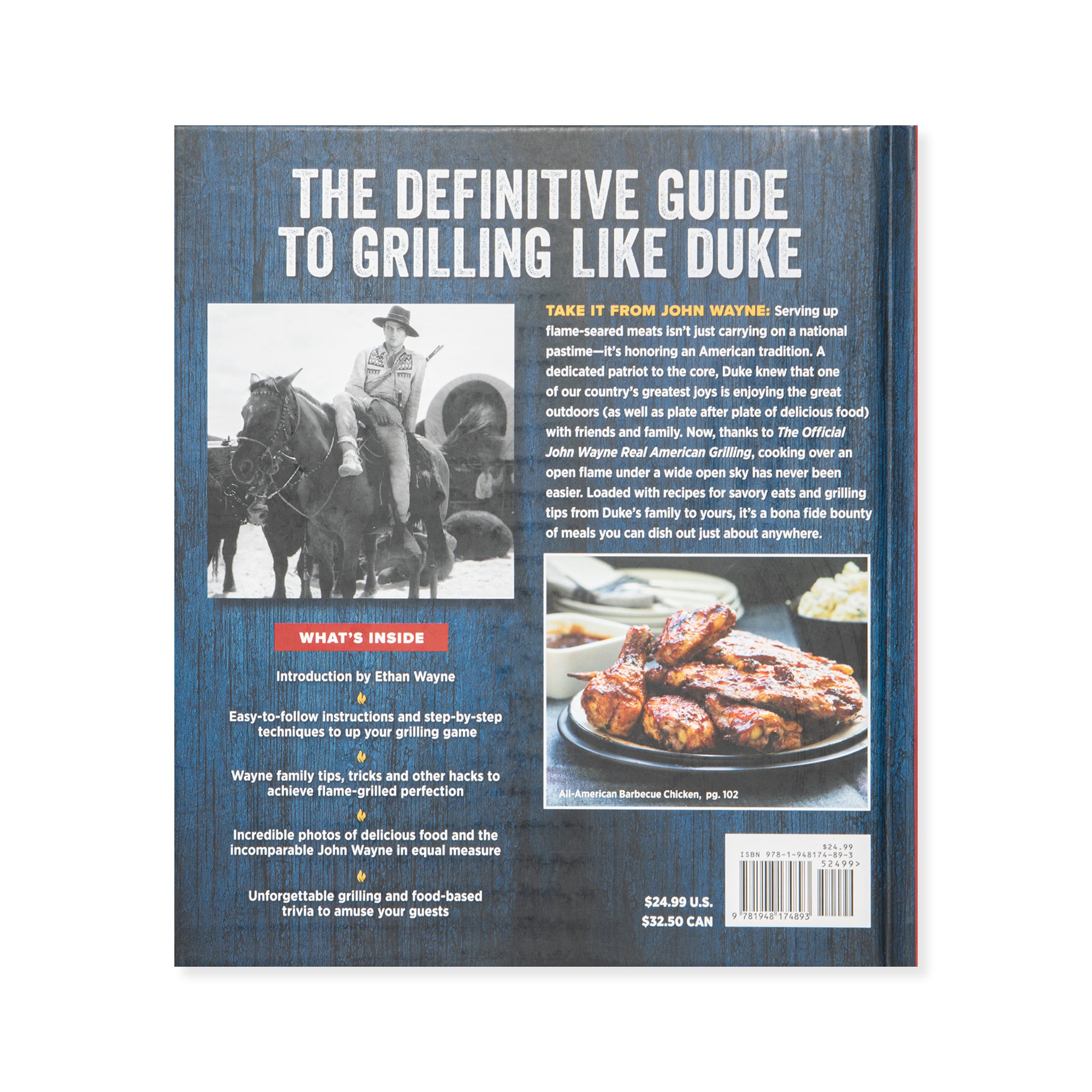 back of The Official John Wayne Real American Grilling Cookbook