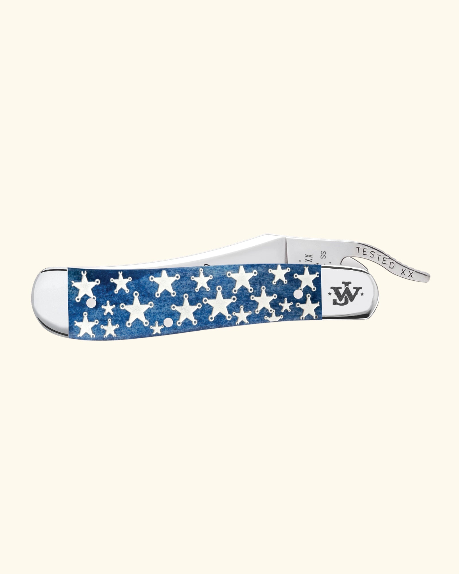 John Wayne x Case Knives Embellished Smooth Navy Blue Bone Russlock