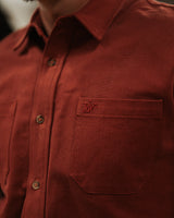 The Ethan Men's Western Shirt in Corduroy - Barn Red