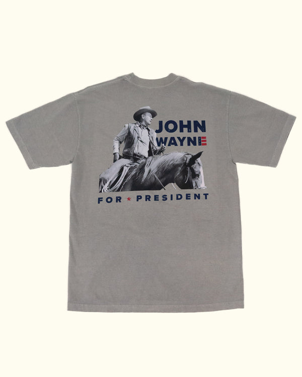 John Wayne for President Photo Tee - Steel