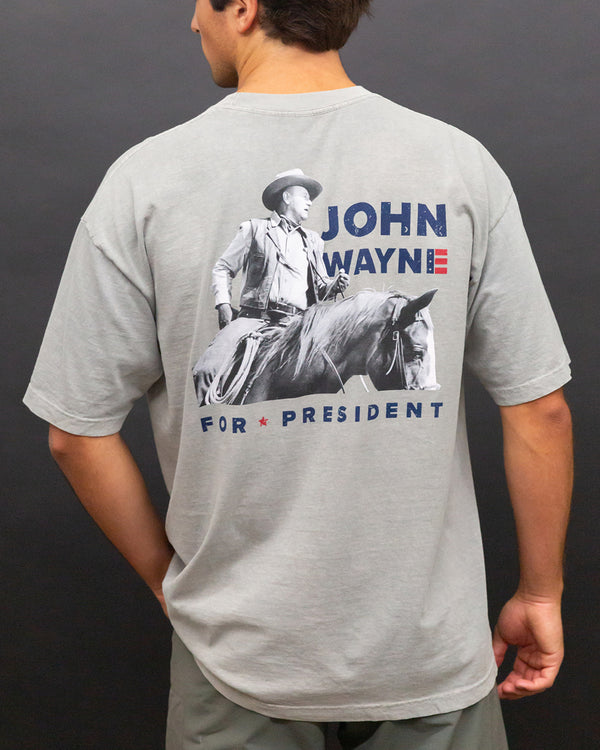 John Wayne for President Photo Tee - Steel