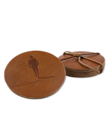 John Wayne Silhouette Leather Coaster Set of 4 - Saddle Brown