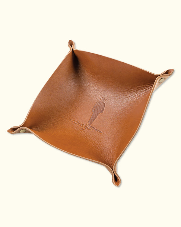 John Wayne Silhouette Leather Valet Tray - Saddle Brown