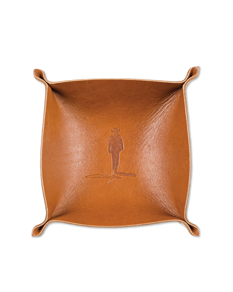 John Wayne Silhouette Leather Valet Tray - Saddle Brown