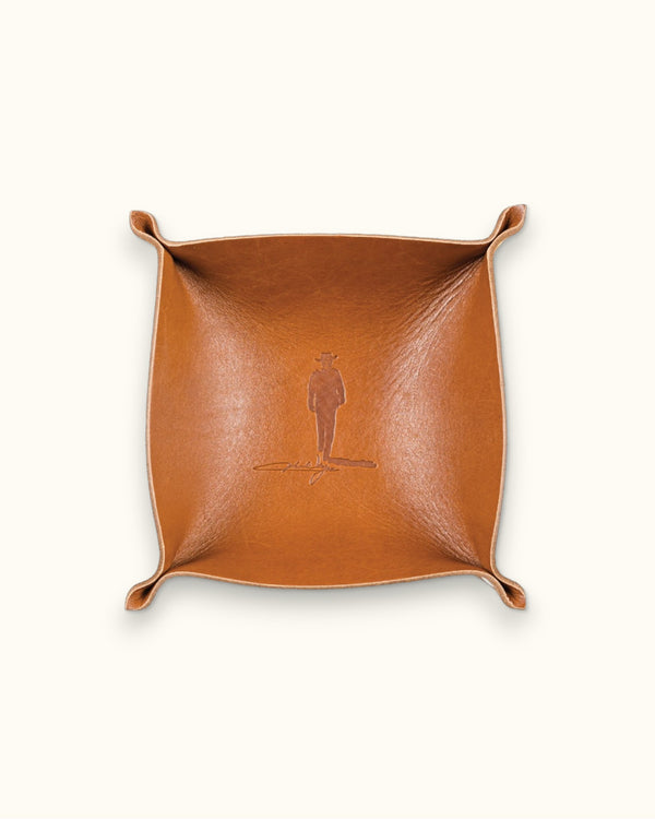 John Wayne Silhouette Leather Valet Tray - Saddle Brown