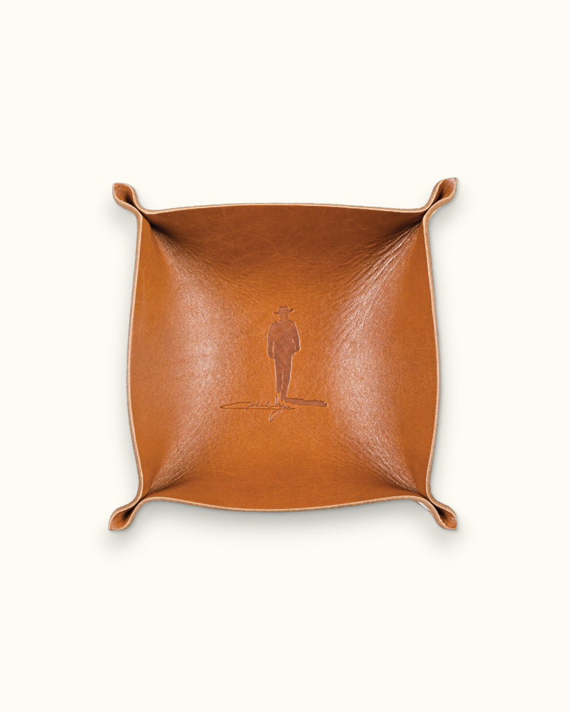 John Wayne Silhouette Leather Valet Tray - Saddle Brown