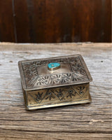 John Wayne Silver and Turquoise Stamped Box - Small