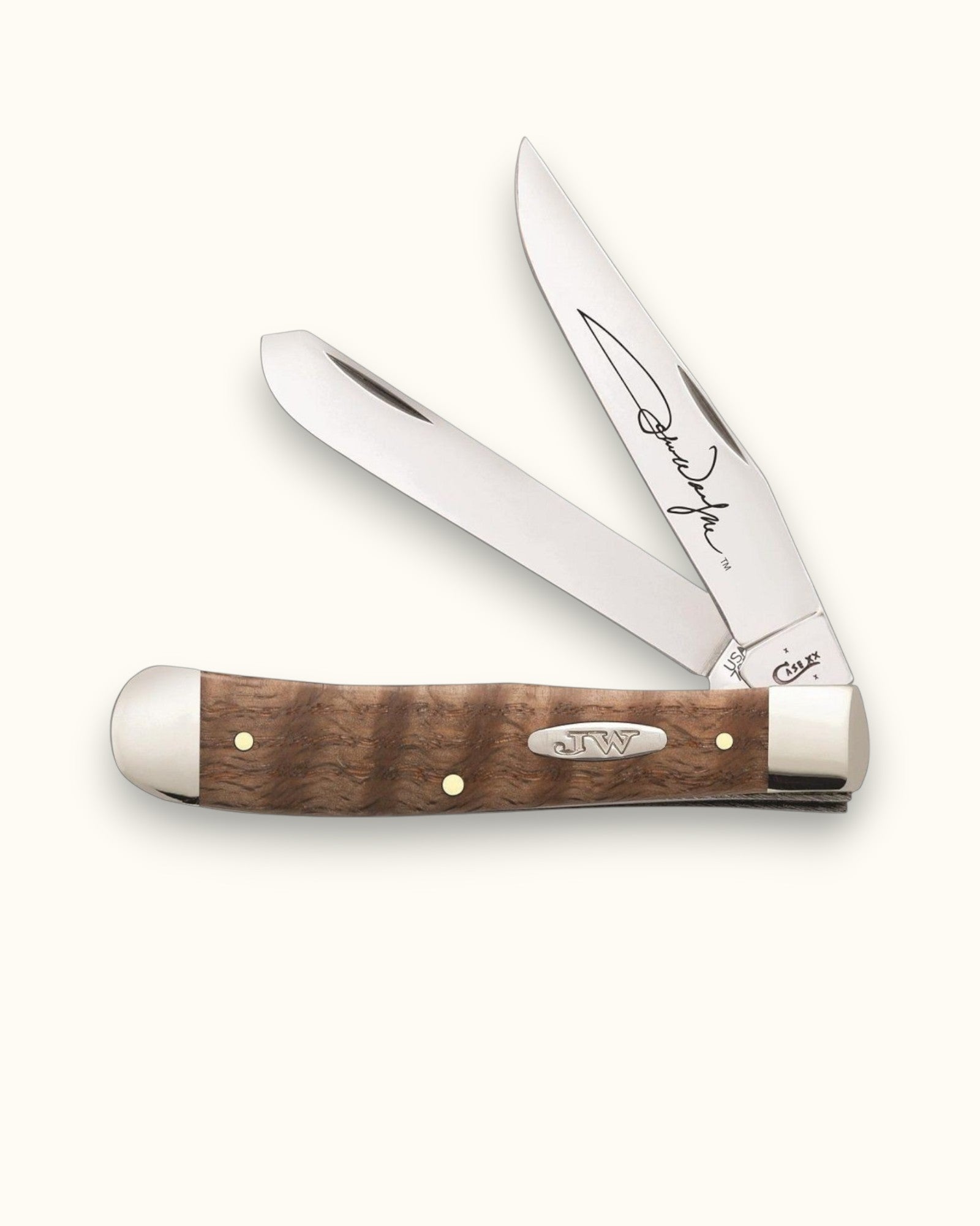 John Wayne x Case Knives Smooth Curly Oak Trapper Knife