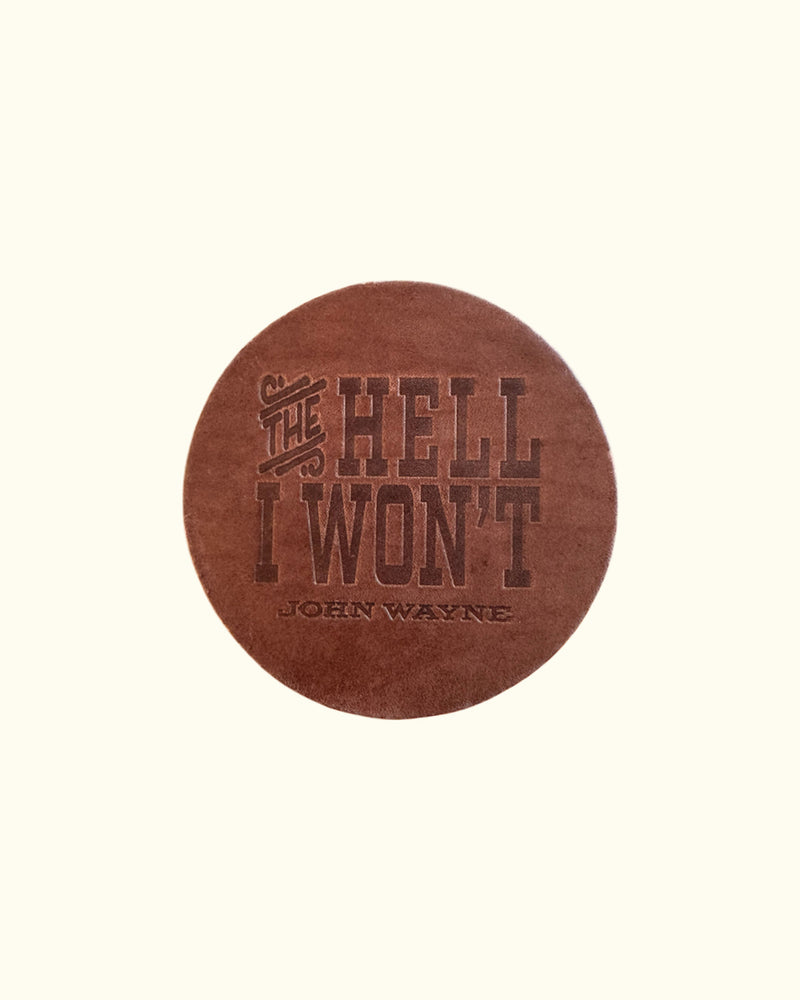 John Wayne Classic Quotes Leather Coaster Set - Brown