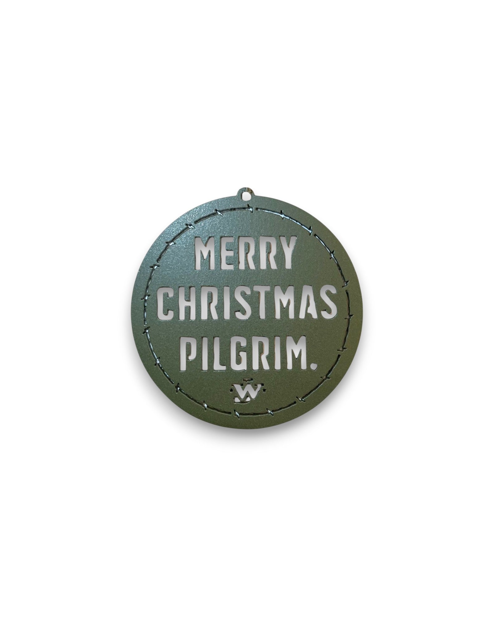 Merry Christmas Pilgrim Ornament - Green