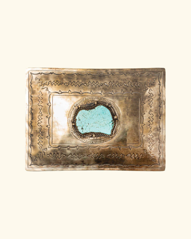 John Wayne Silver and Turquoise Stamped Box