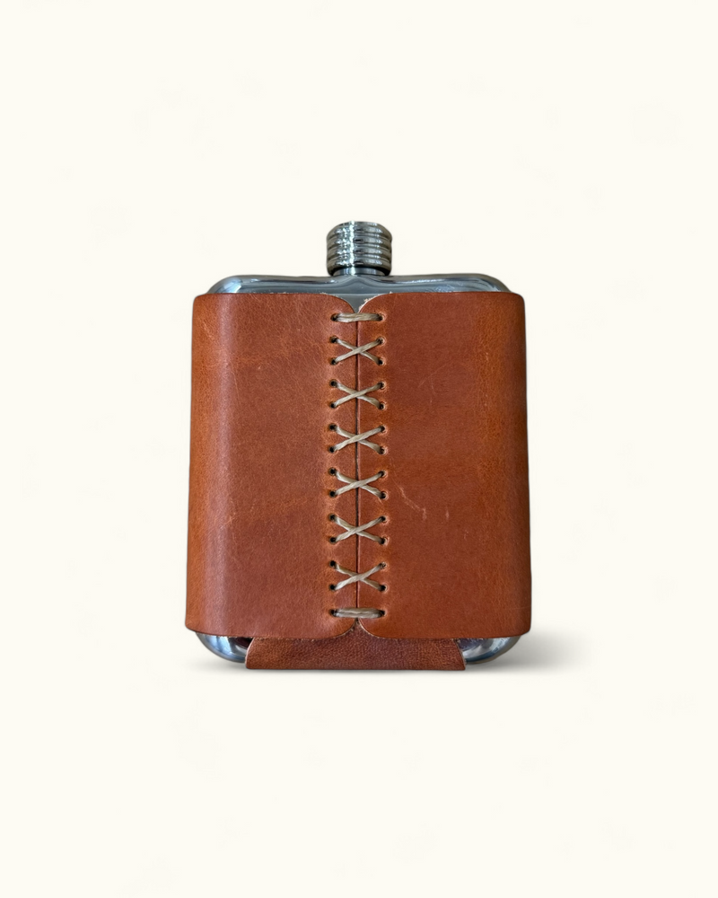 John Wayne Cowboy Leather Wrapped Steel Flask