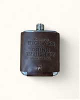 John Wayne Kick Ass Quote Leather Wrapped Steel Flask