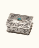 John Wayne Silver and Turquoise Stamped Box - Small