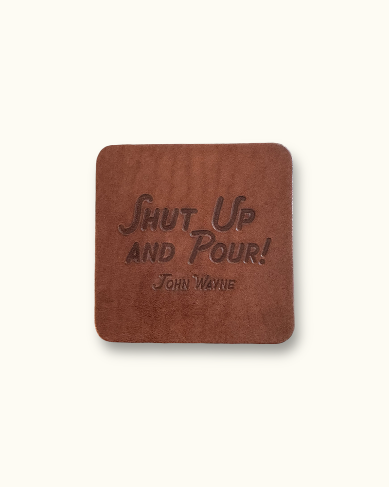 John Wayne Barware Quotes Leather Coaster Set - Brown