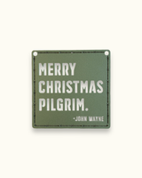 Merry Christmas Pilgrim Iron Sign - Green