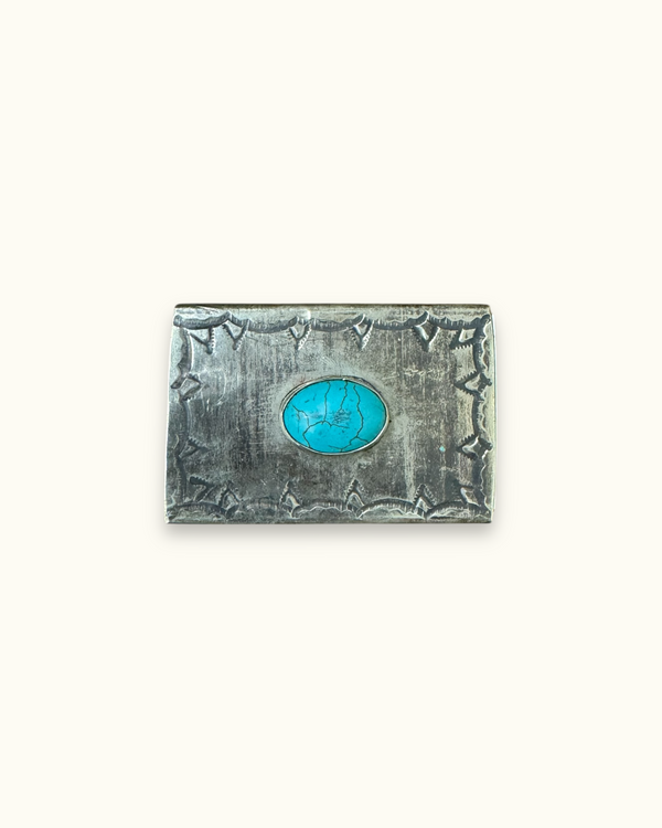 John Wayne Silver and Turquoise Matchbox - Small