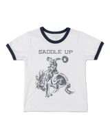 Saddle Up Rodeo Kids Ringer Tee - White