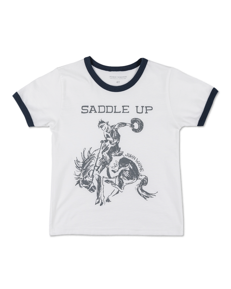 Saddle Up Rodeo Kids Ringer Tee - White