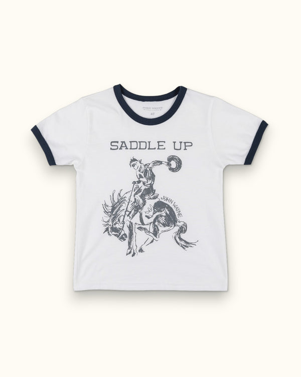 Saddle Up Rodeo Kids Ringer Tee - White