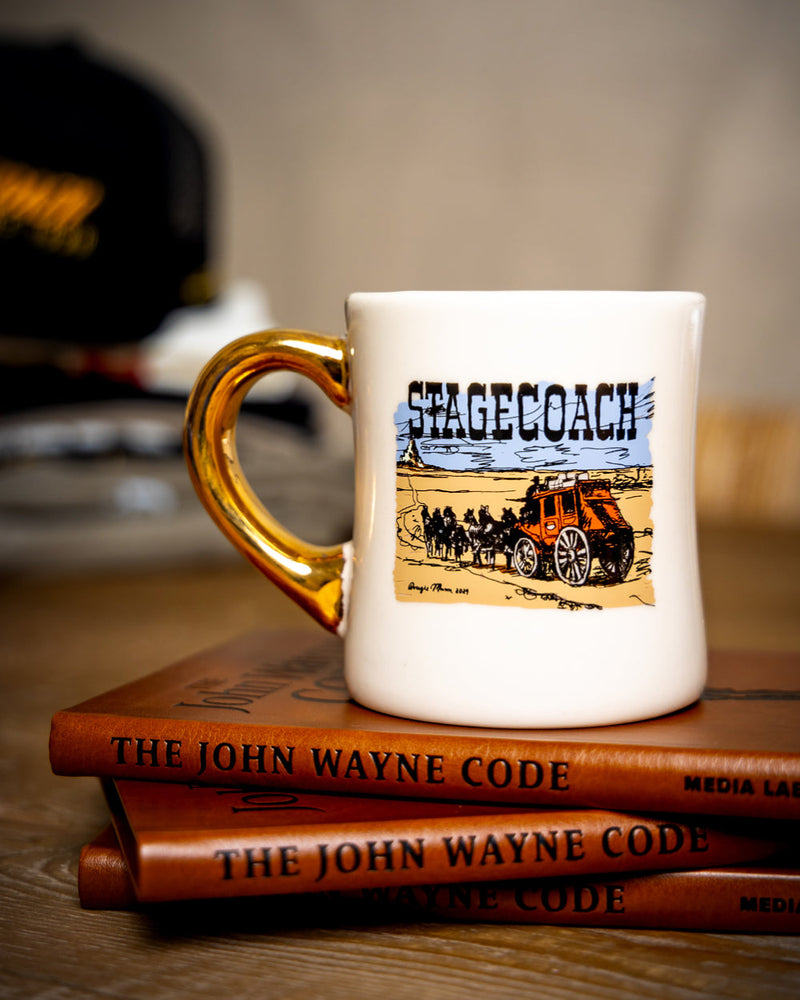 Stagecoach Gold Handle Mug - Signed by Members of the Wayne Family