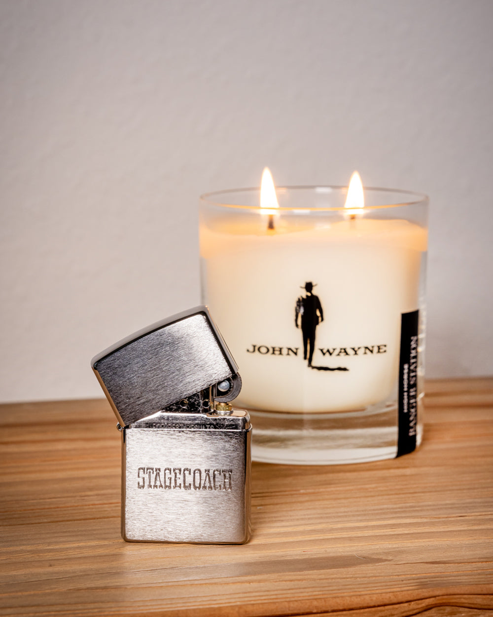 John Wayne x Stagecoach Zippo Lighter - Brushed Chrome
