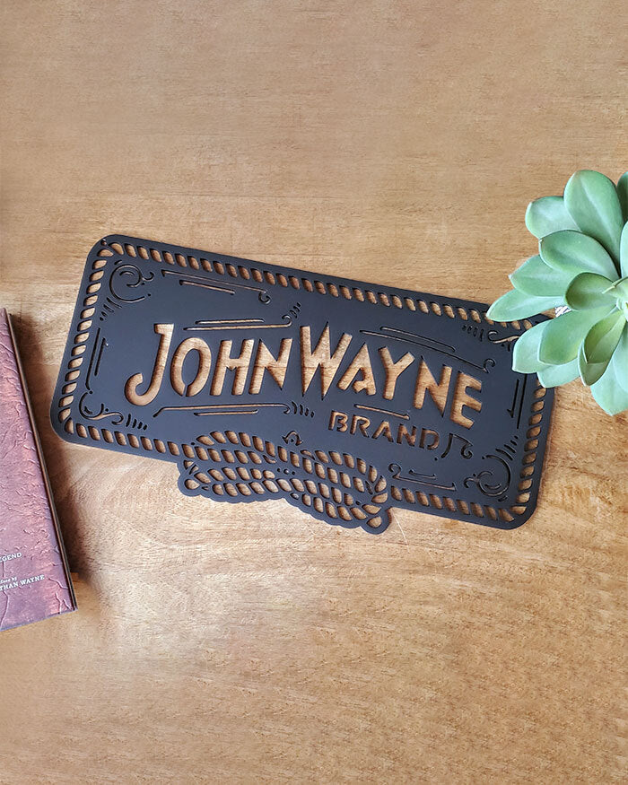 John Wayne With Rope Iron Sign