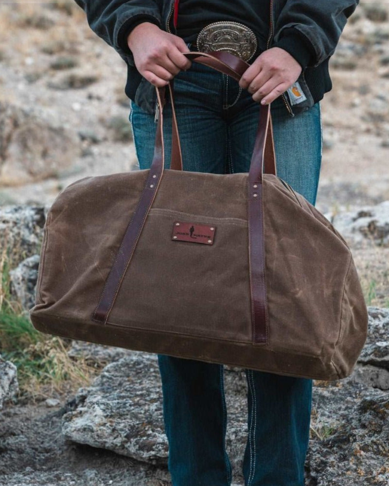 John Wayne Waxed Canvas Weekender Bag - Brown