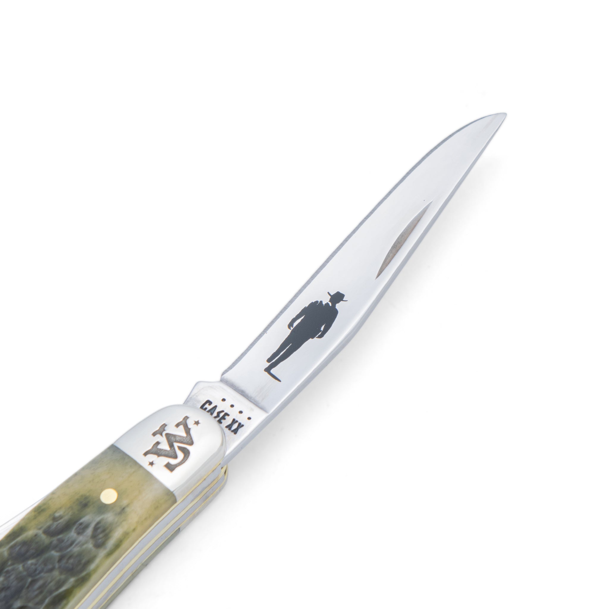 knife blade with silhouette of john wayne 