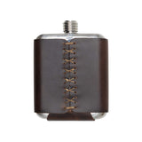 back of flask with stitch up leather wrap