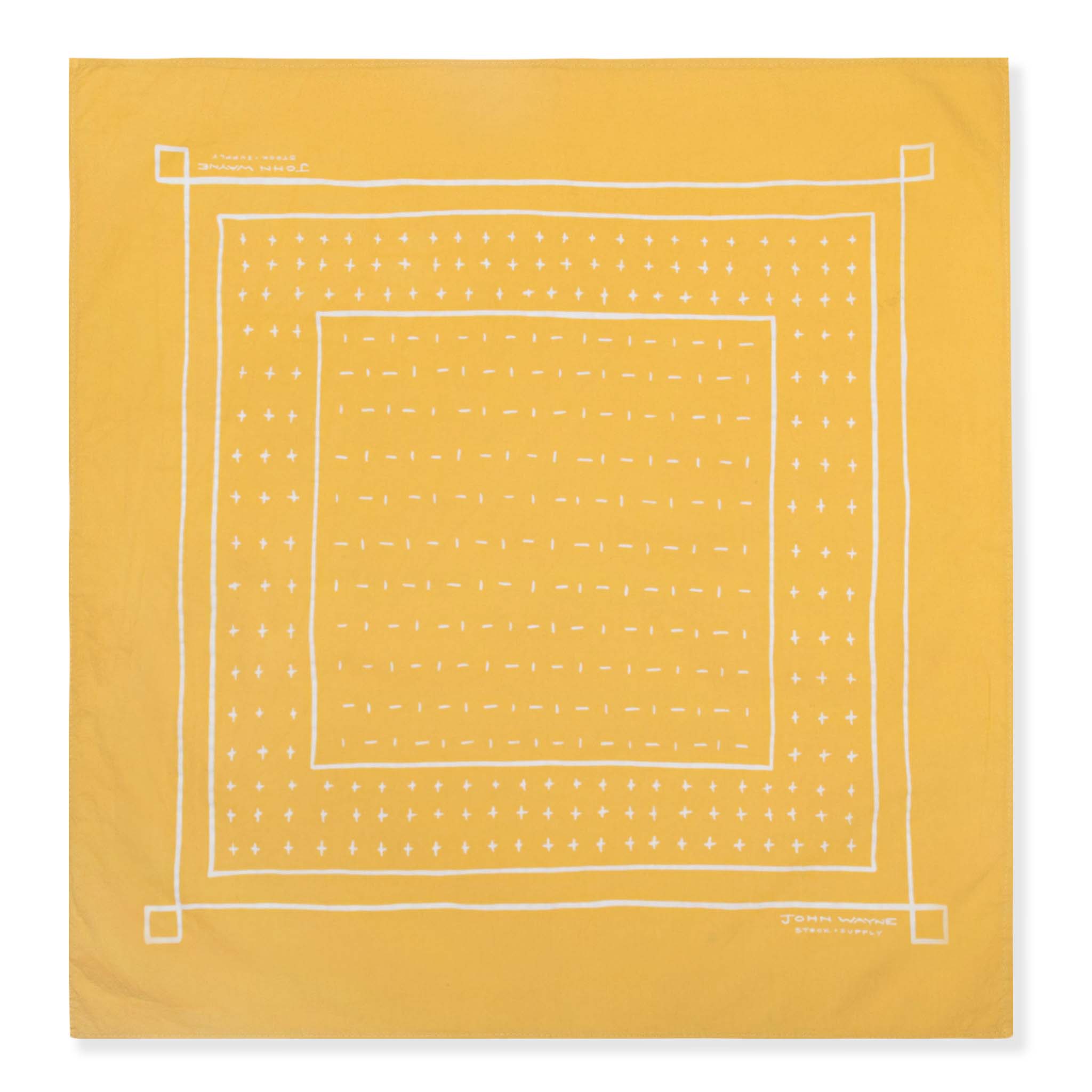 yellow bandana with square and cross design 