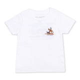 front of white tee with cowboy on horse on pocket 