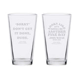 two quoted pint glasses 