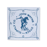 bandana with john wayne on bucking horse and "john wayne stocks and supply co." bordering it