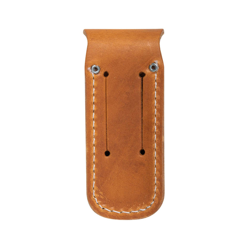 back of brown leather knife sheath 