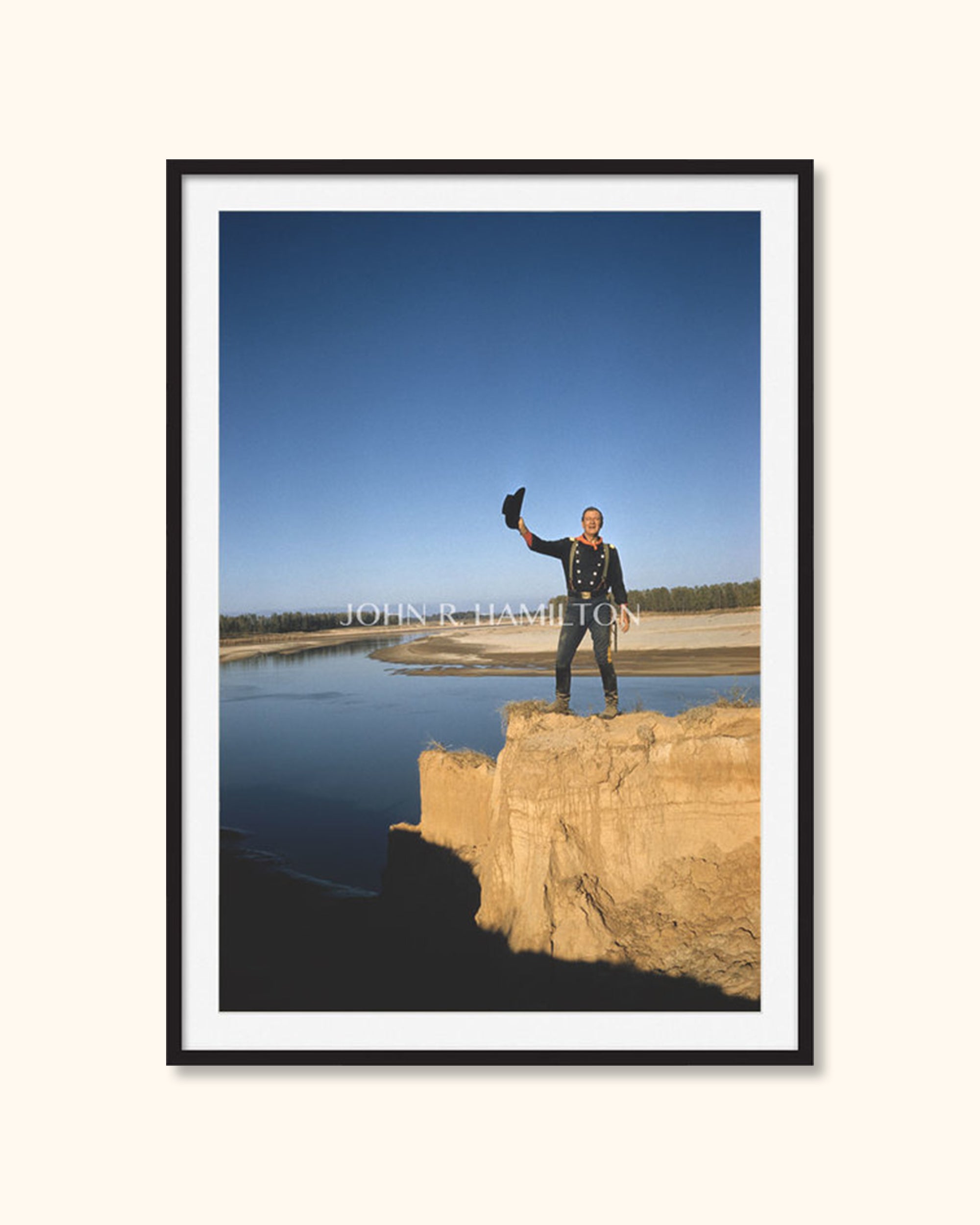JOHN WAYNE ON SET OF "THE HORSE SOLDIERS", 1959