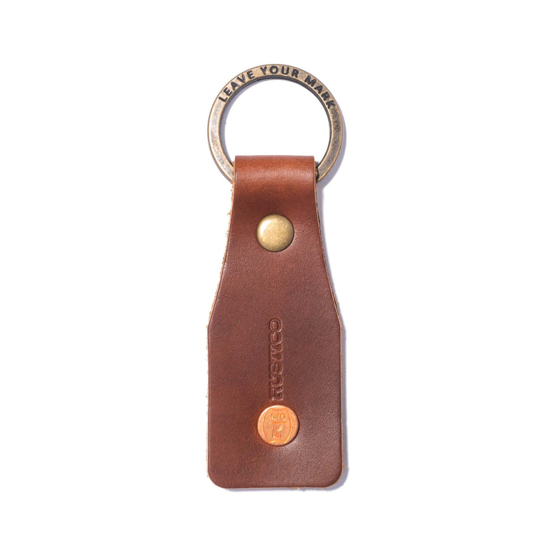 back of john wayne silhouette leather keychain around rustico metal key ring