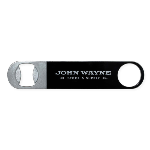 black john wayne stock & supply bottle opener 