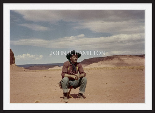 print of JOHN WAYNE ON SET OF "THE SEARCHERS," 1955