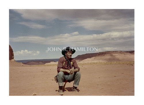 print of JOHN WAYNE ON SET OF "THE SEARCHERS," 1955