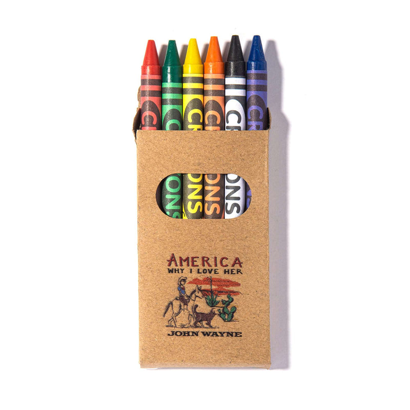 crayons in john wayne packaging 